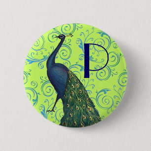 Vintage Peacock 2 Inch Round Button