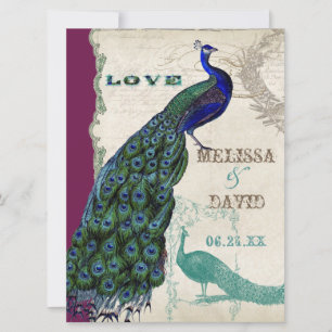 Vintage Peacock 5 - Formal Wedding Invitation