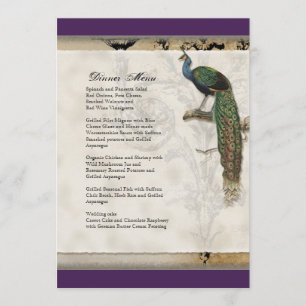 Vintage Peacock 6 - Dinner Menu Card