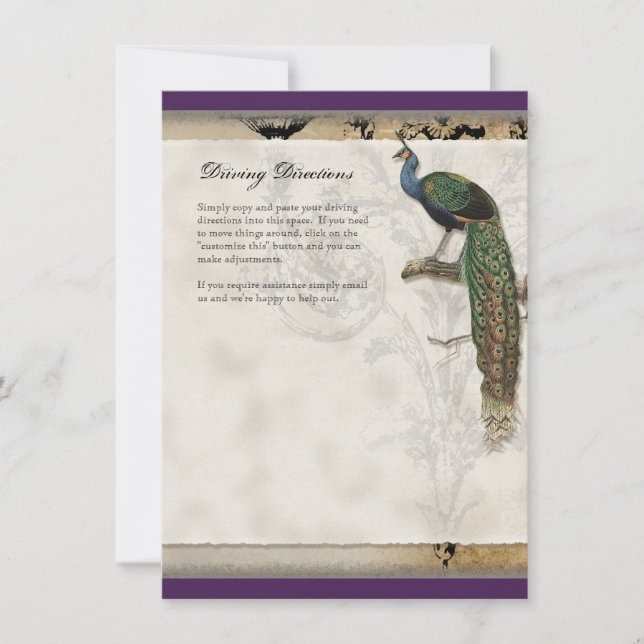 Vintage Peacock 6 - Wedding Invitation (Front)