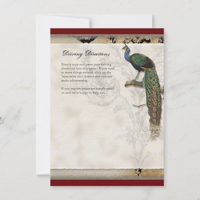 Vintage Peacock 6 - Wedding Invitation (Front)