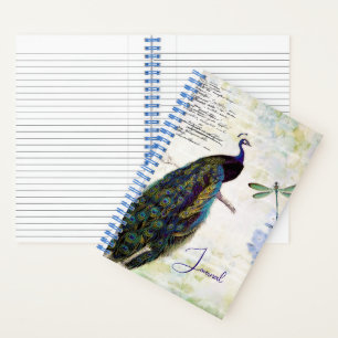 Vintage peacock and hydrangea journal