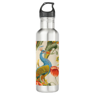 Vintage Peacock and poppies illustrations 710 Ml Water Bottle
