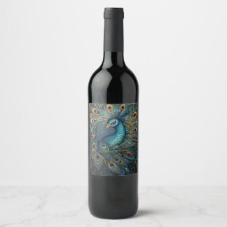 Vintage Peacock Art Nouveau Wine Label