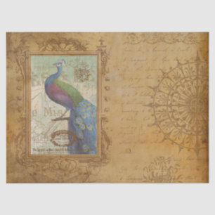 Vintage Peacock Bird Decoupage Tissue Paper