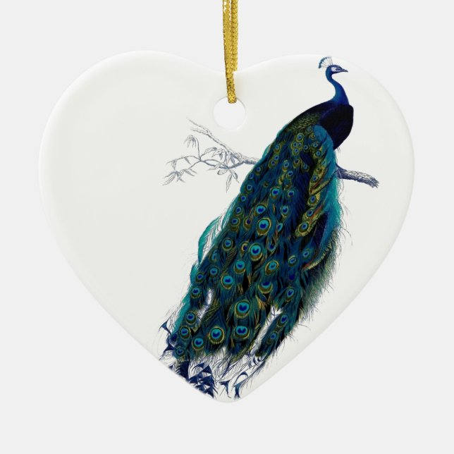 Vintage Peacock Ceramic Ornament (Front)