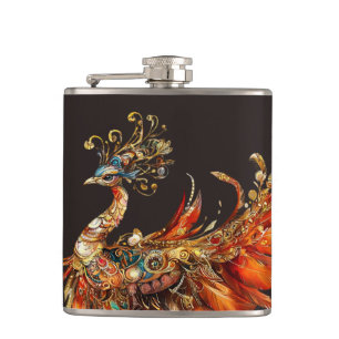 vintage peacock circus carnival entertainment hip flask