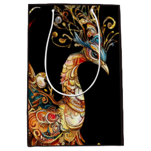 vintage peacock circus carnival entertainment medium gift bag