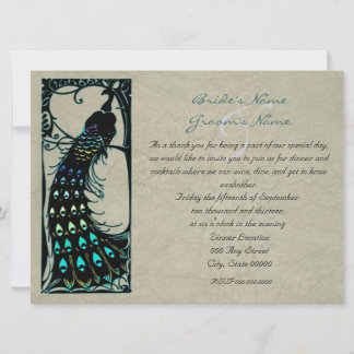 Vintage Peacock Elegant Wedding Rehearsal Dinner Invitation
