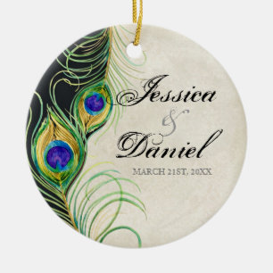 Vintage Peacock & Etchings Christmas Ornament