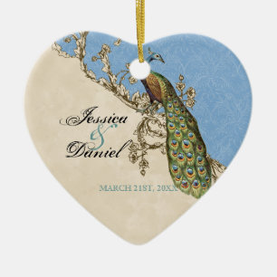 Vintage Peacock & Etchings Christmas Ornament