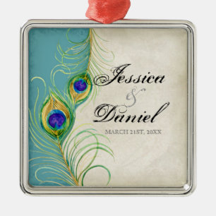 Vintage Peacock & Etchings Christmas Ornament