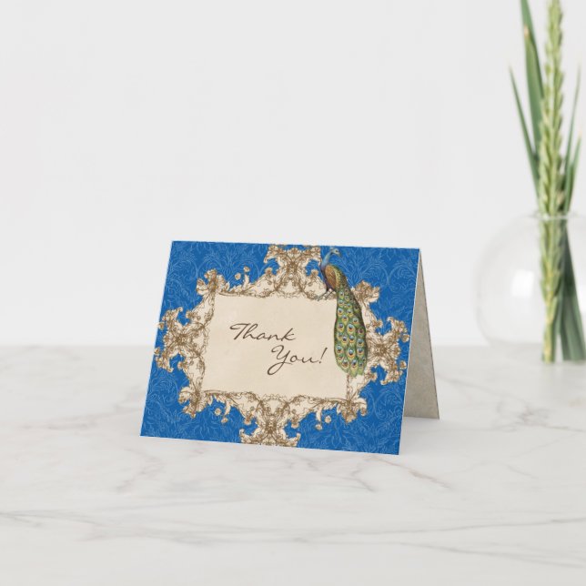 Vintage Peacock & Etchings Mariage Merci Notes (Devant)