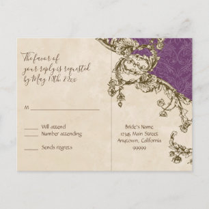 Vintage Peacock & Etchings, Postcard RSVP