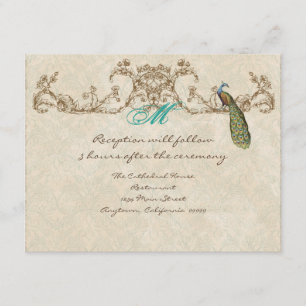 Vintage Peacock & Etchings Reception Invitation