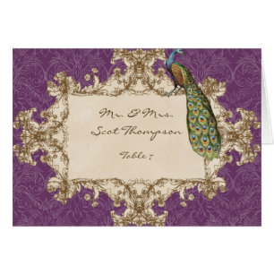 Vintage Peacock & Etchings Table Seating Cards