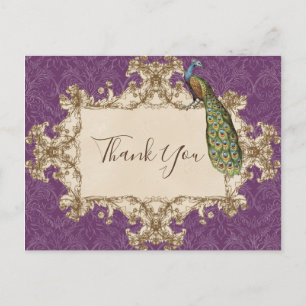 Vintage Peacock & Etchings, Thank You Notes Postcard