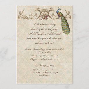 Vintage Peacock & Etchings Wedding Invitation