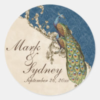 Vintage Peacock & Etchings  Wedding Seal