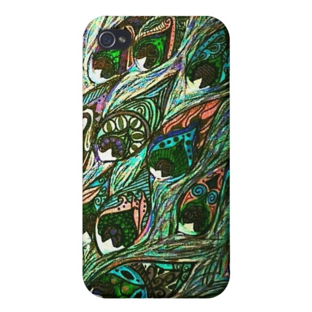 vintage peacock feather iphone case (Back)