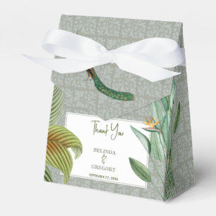Vintage Peacock Feather Tropical Greenery Wedding Favor Box