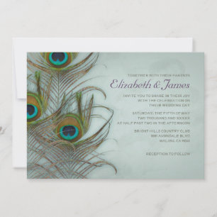 Vintage Peacock Feather Wedding Invitations