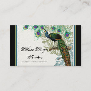 Vintage Peacock, Feathers - Elegant Business Cards