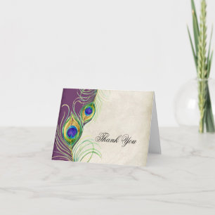 Vintage Peacock Feathers Mariage Merci Notes