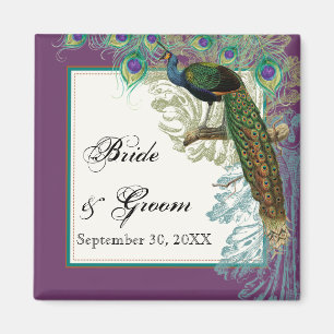 Vintage Peacock, Feathers n Etchings Save the Date Magnet