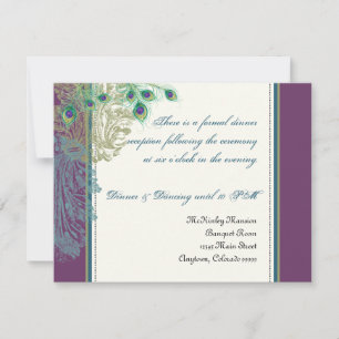 Vintage Peacock, Feathers  Reception Invitation