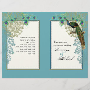 Vintage Peacock, Feathers - Wedding Program