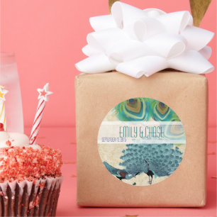 Vintage Peacock Feathers Wedding Seal