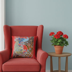 Vintage Peacock Gisbert Combaz Throw Pillow