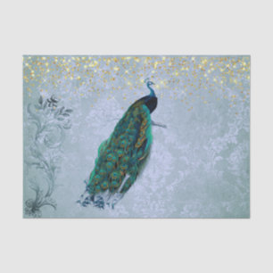 Vintage Peacock Gold Confetti  Glam Tissue Paper