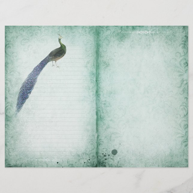 Vintage Peacock Journal Page (Front)