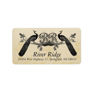 Vintage Peacock Monogram RSVP Return Address Label