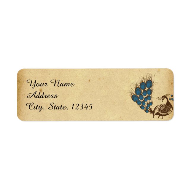 Vintage Peacock Monogram Wedding Label (Front)