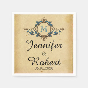 Vintage Peacock Monogram Wedding Napkin