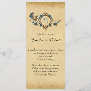 Vintage Peacock Monogram Wedding Program