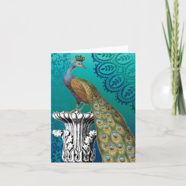 Vintage-peacock-notecard Card (Front)