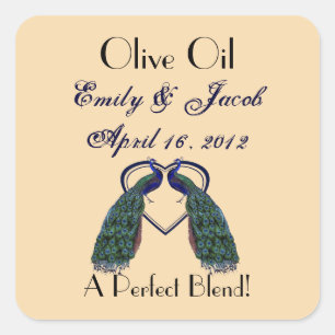 Vintage Peacock Olive Oil Favour Tags