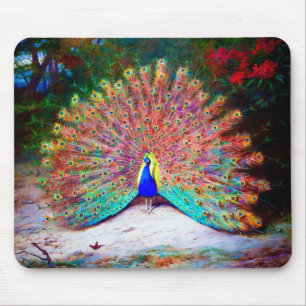 Vintage Peacock Painting Mouse Pad