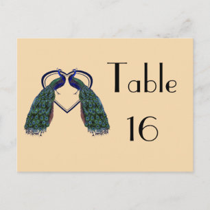 Vintage Peacock Pair Table Number Cards
