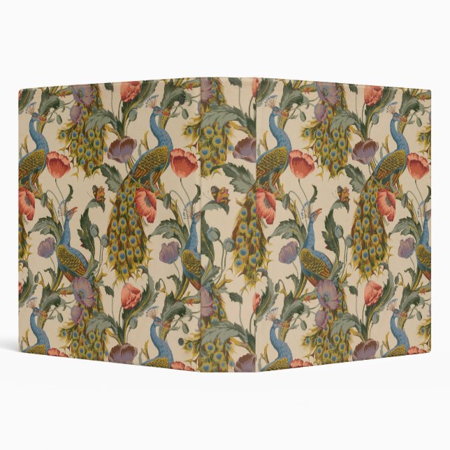 Vintage Peacock Pattern Colourful Art Binder (Background)