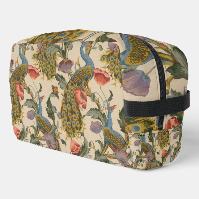 Vintage Peacock Pattern Colourful Art Dopp Kit (Left Corner)
