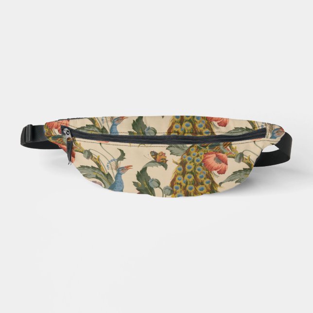 Vintage Peacock Pattern Colourful Art Fanny Pack (Front)