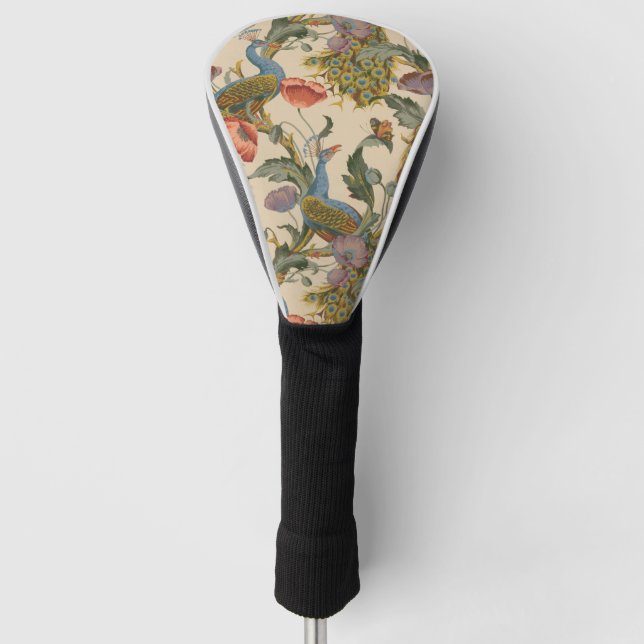 Vintage Peacock Pattern Colourful Art Golf Head Cover (Front)