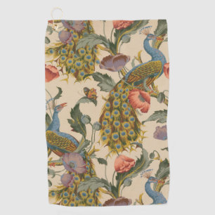 Vintage Peacock Pattern Colourful Art Golf Towel
