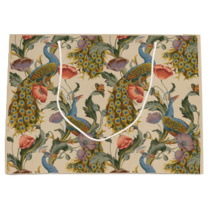 Vintage Peacock Pattern Colourful Art Large Gift Bag