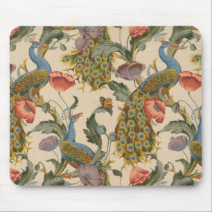 Vintage Peacock Pattern Colourful Art Mouse Pad